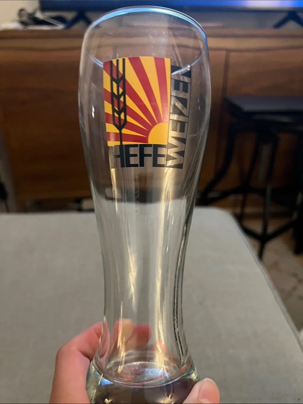 Hefeweizen Tall Beer Glass with Sunburst Logo - Clear